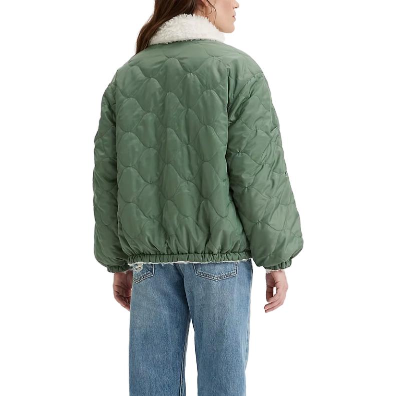 Shop (Women) Levi's Solid Color Single-Breasted Collar Jacket Green A5869-0002