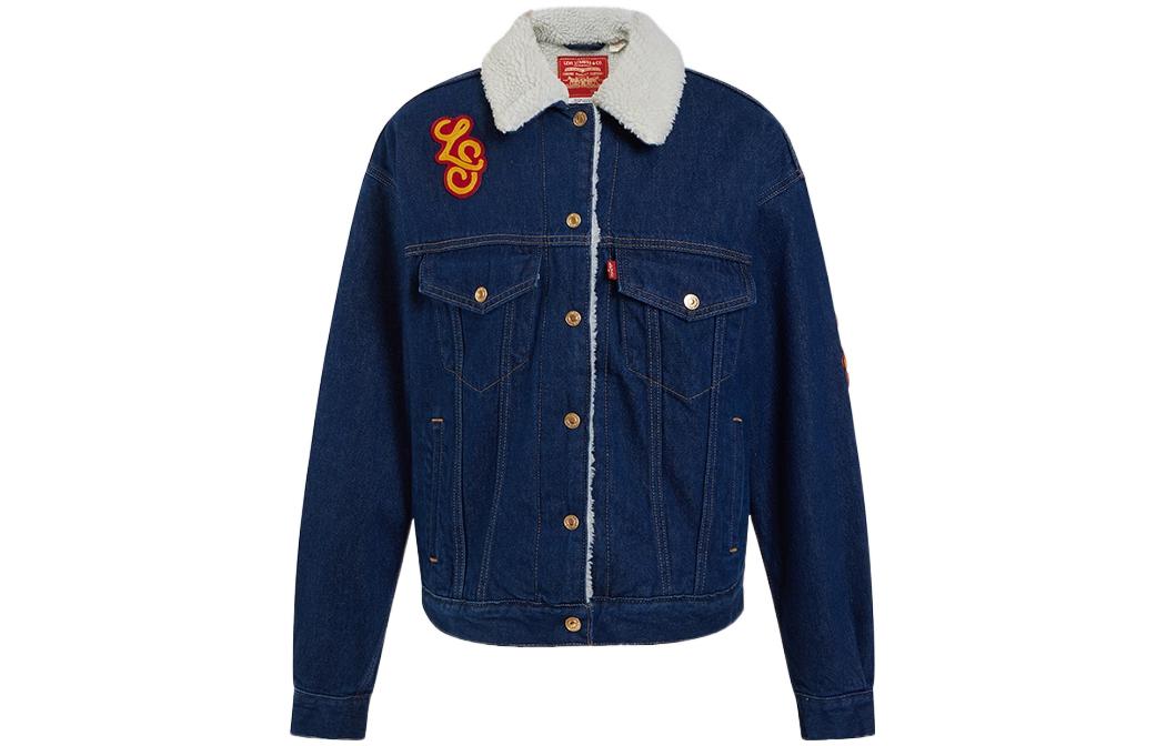 (Women) Levi's SS23 Blue Denim Jacket with Logo Print and Button-Up Design A4435-0003
