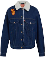 (Women) Levi's SS23 Blue Denim Jacket with Logo Print and Button-Up Design A4435-0003 (Women) Levi's SS23 Blue Denim Jacket with Logo Print and Button-Up Design A4435-0003