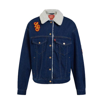 (Women) Levi's SS23 Blue Denim Jacket with Logo Print and Button-Up Design A4435-0003
