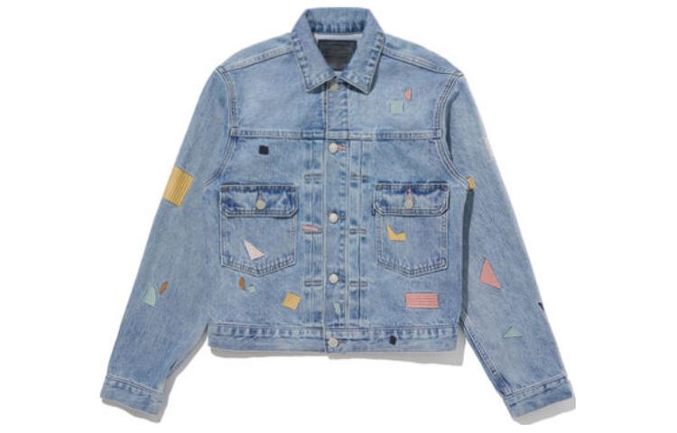 (Women) Levi's Women Short Denim Jacket Indigo: Floral Embroidery, Loose-Fit A5884-0001