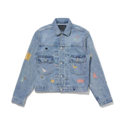 (Women) Levi's Women Short Denim Jacket Indigo: Floral Embroidery, Loose-Fit A5884-0001