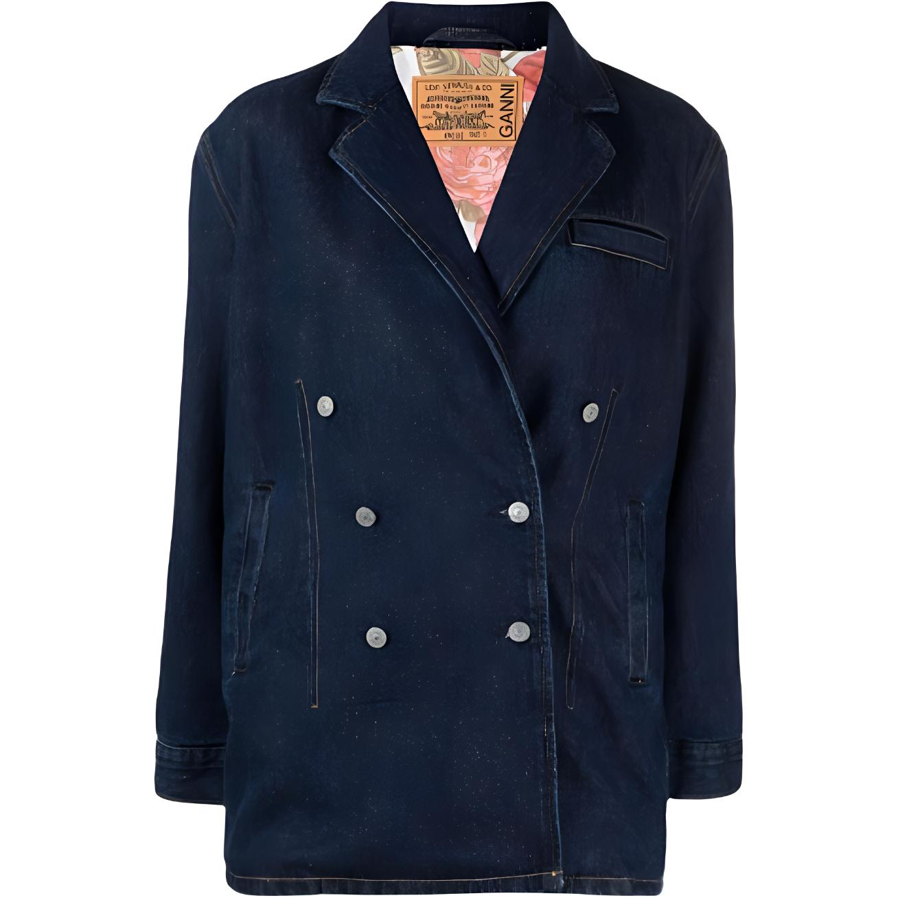 (Women) Levi's Ganni Blue Double-Breasted Denim Blazer Collaboration 87481-0000