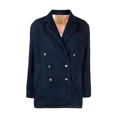 (Women) Levi's Ganni Blue Double-Breasted Denim Blazer Collaboration 87481-0000