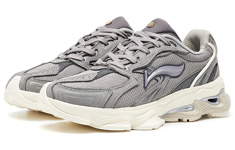 Lookbook (W) Li-Ning 1990 Low ''Haze Grey Retro'' Sneakers Grijs Retro. ALFR144-2