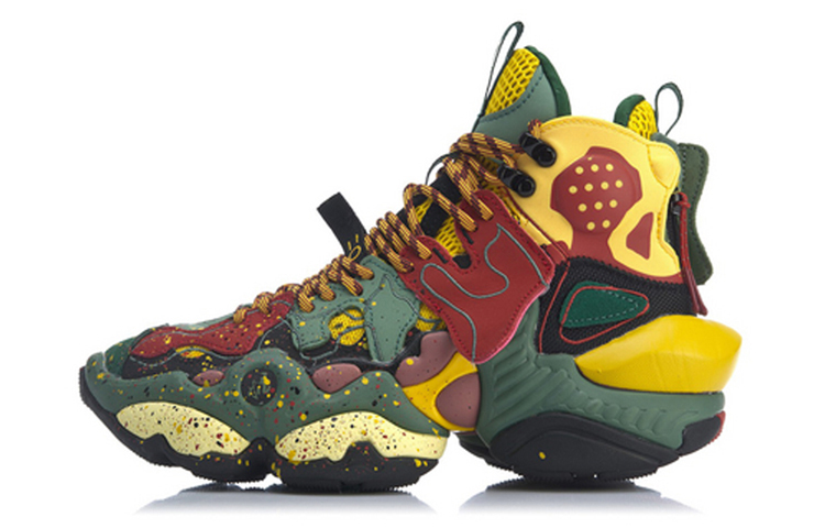 Buy 中國李寧 ACE 高筒 復古籃球鞋 女款 綠黃