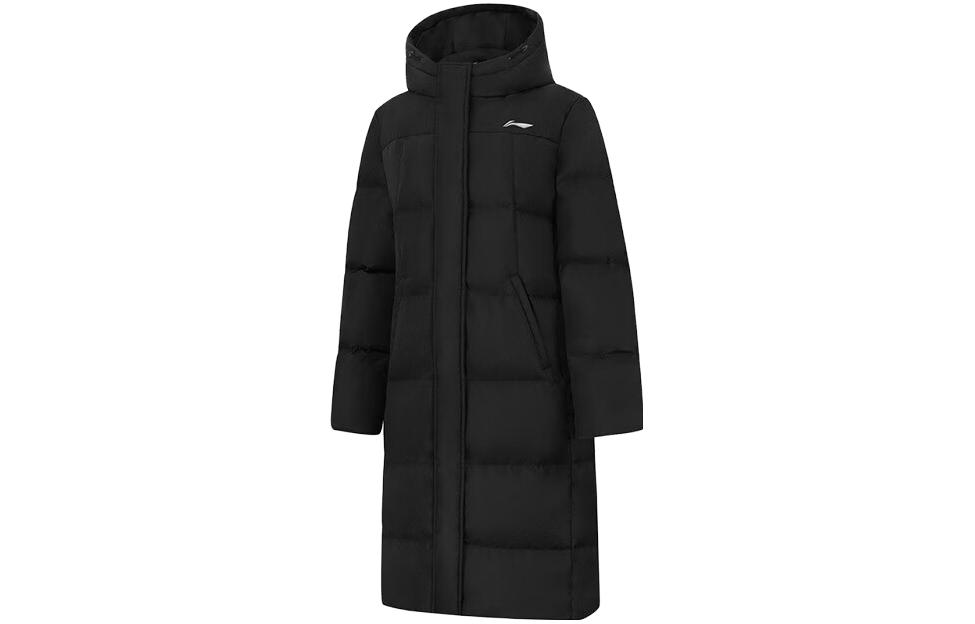 Order (W) 李寧長款連帽羽絨外套 黑色純色 AYMT200-1