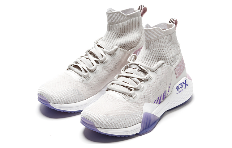 Lookbook (W) Li-Ning All City 'Zapatillas Altas Transpirables Gris Morado' AFJP006-3