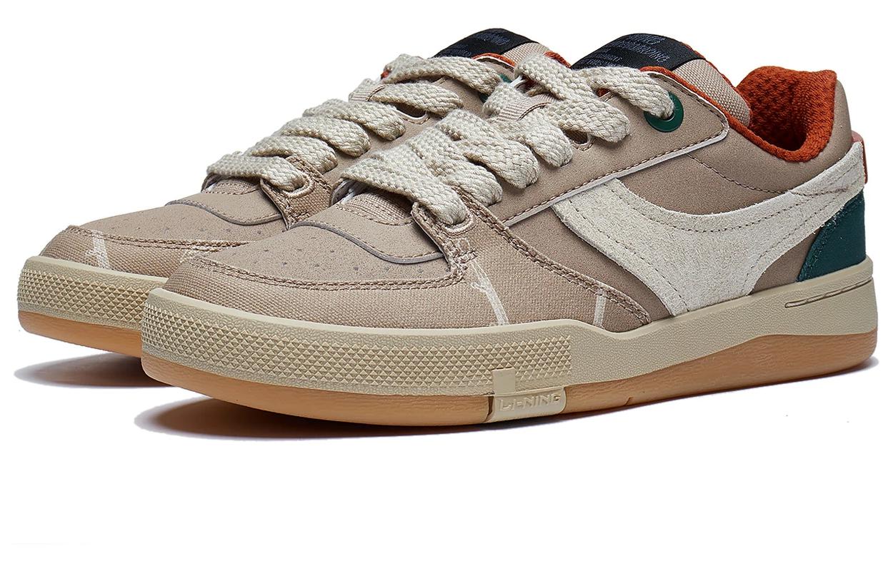 Lookbook LiNing李寧 征榮 圓頭舒適 百搭簡約 保暖防滑 低幫 板鞋 女款 棕色