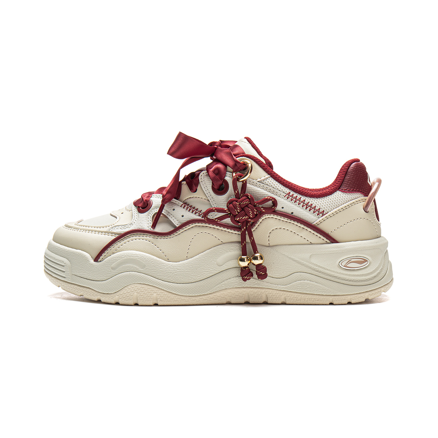 (Women) Li-Ning Butterfly Orchid CNY Limited Retro Platform Sneakers Women Grey/Red AGCW008-3