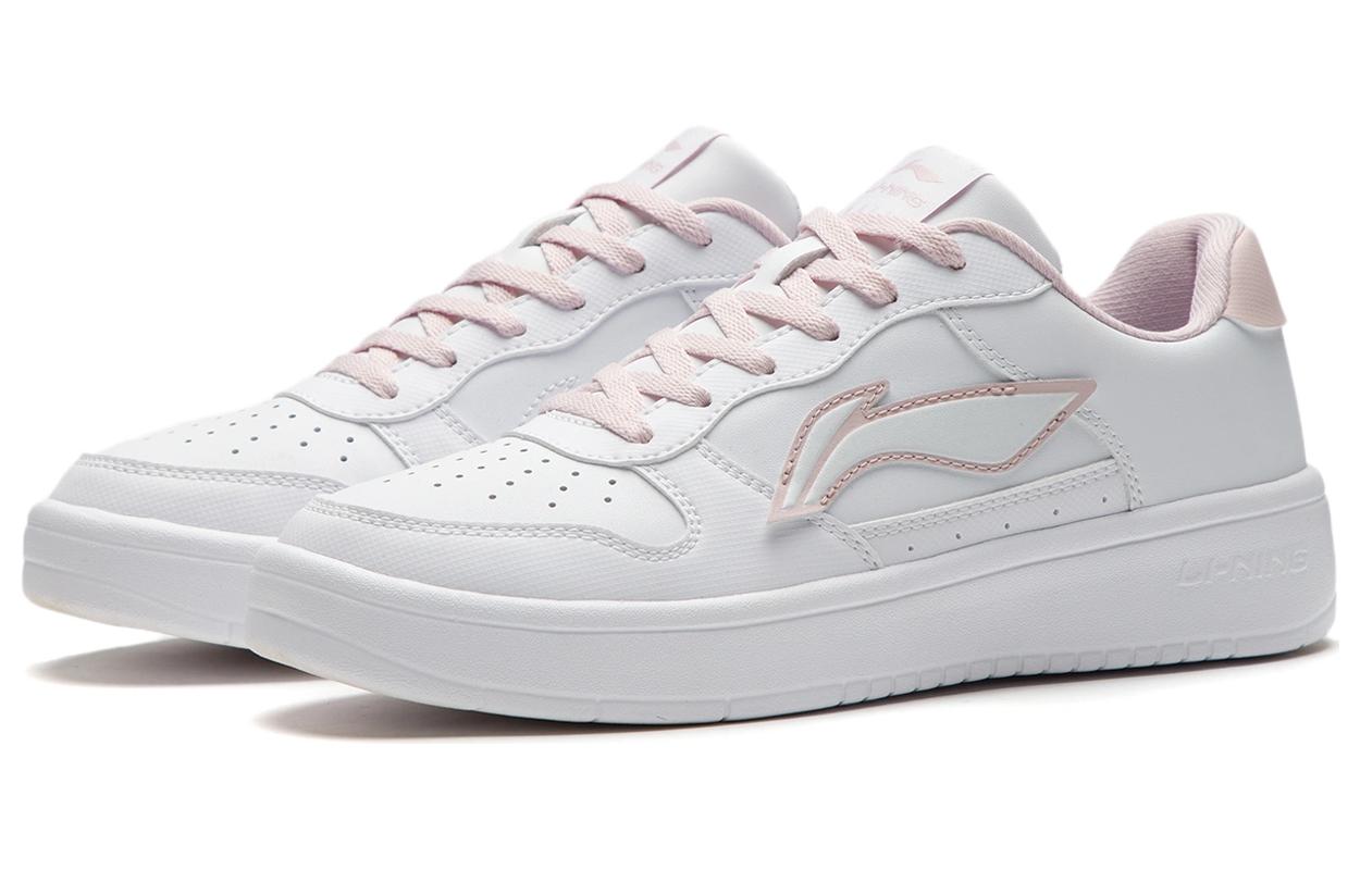 Lookbook LiNing李寧 經典休閒 防滑耐磨 低筒 滑板鞋 女款 白粉色