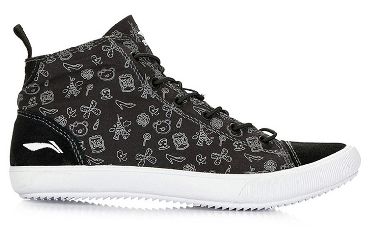 Order (W) Li-Ning Comfort High-Top Kasual 'Hitam Putih' ALKG006-2