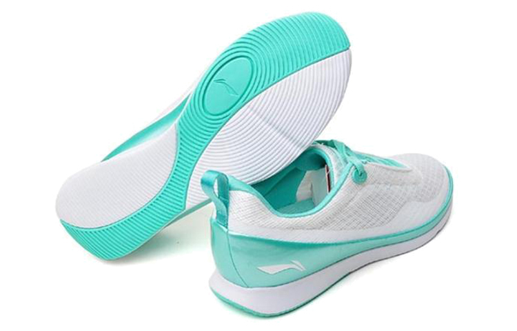 Shop (W) Li-Ning Comfortabele Ademend Slijtvast Casual Hardloopschoenen ''Wit Lichtgroen'' ACGG010-1
