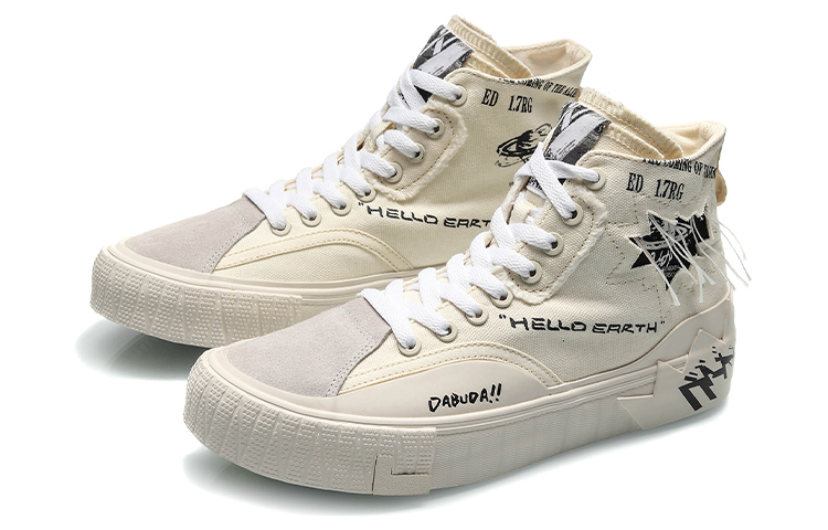 Lookbook LiNing李寧 CF Hello Earth 經典 高筒 板鞋 女款 天鵝白