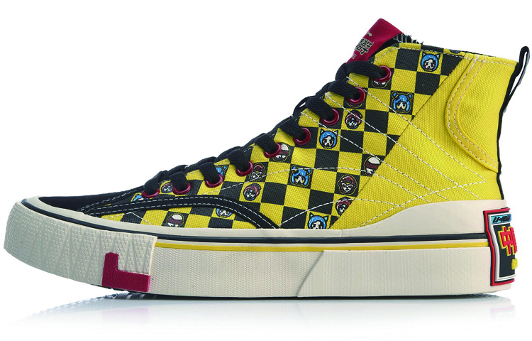 (Women) Li-Ning High-Top Casual 'Yellow Checkerboard' AGCP424-2