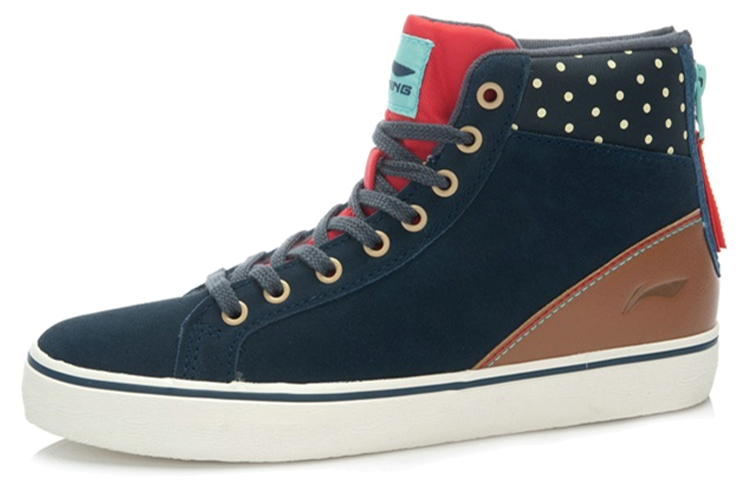 Lookbook (Women) Li-Ning High-Top Casual Sneakers 'Deep Universal Blue' ALCJ116-3