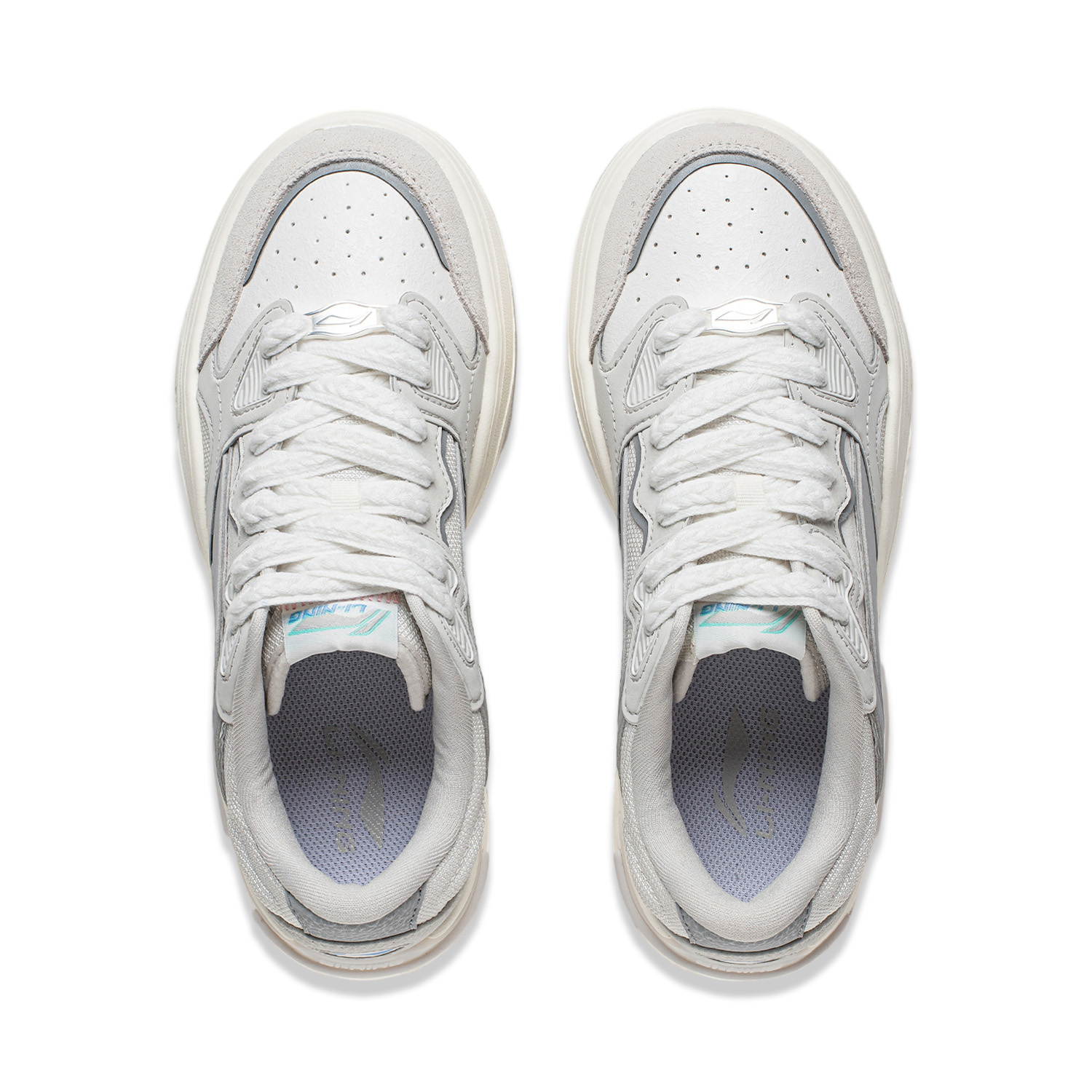 Shop (Women) Li-Ning Logo Low 'White Grey' AGCU016-2