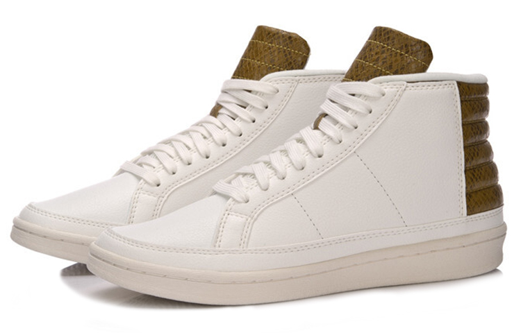 Lookbook (Women) Li-Ning Mid-Top Skate Shoes 'White Brown' AGBM008-1