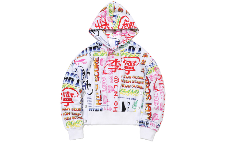(Women) Li-Ning Paris Fashion Week Oversized Hoodie White with Colorful Print () AWDQ626-1