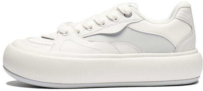 台灣李寧 泡芙平台 隨搭舒適簡潔 防滑 低筒 滑板鞋 女款 白灰色 Buy 台灣李寧 泡芙平台 隨搭舒適簡潔 防滑 低筒 滑板鞋 女款 白灰色