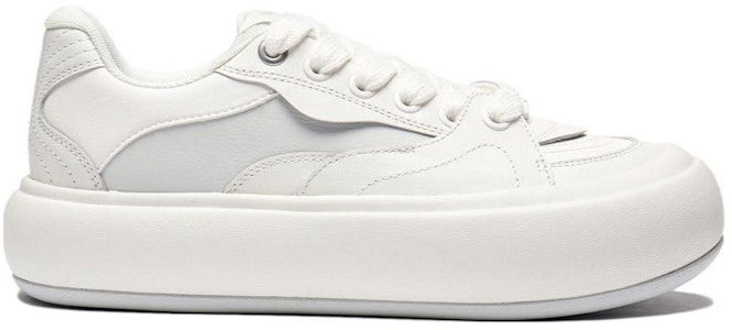 台灣李寧 泡芙平台 隨搭舒適簡潔 防滑 低筒 滑板鞋 女款 白灰色 Order 台灣李寧 泡芙平台 隨搭舒適簡潔 防滑 低筒 滑板鞋 女款 白灰色