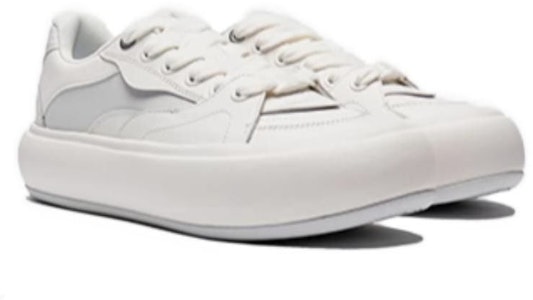 台灣李寧 泡芙平台 隨搭舒適簡潔 防滑 低筒 滑板鞋 女款 白灰色 Shop 台灣李寧 泡芙平台 隨搭舒適簡潔 防滑 低筒 滑板鞋 女款 白灰色