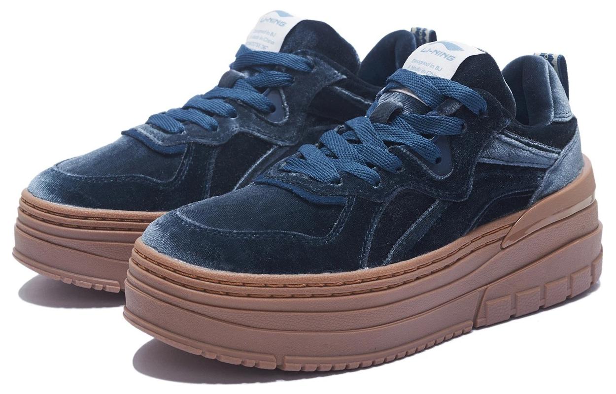 Lookbook (W) 李宁烟蓝高帮厚底运动鞋 AGCS302-1