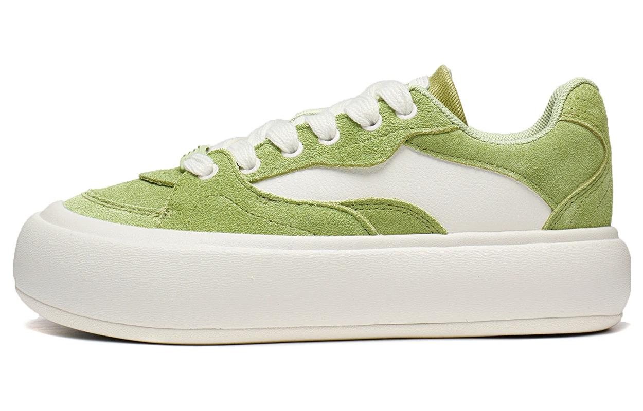 (Women) Li-Ning Platform Skate Shoes 'Green White' AZGT026-2