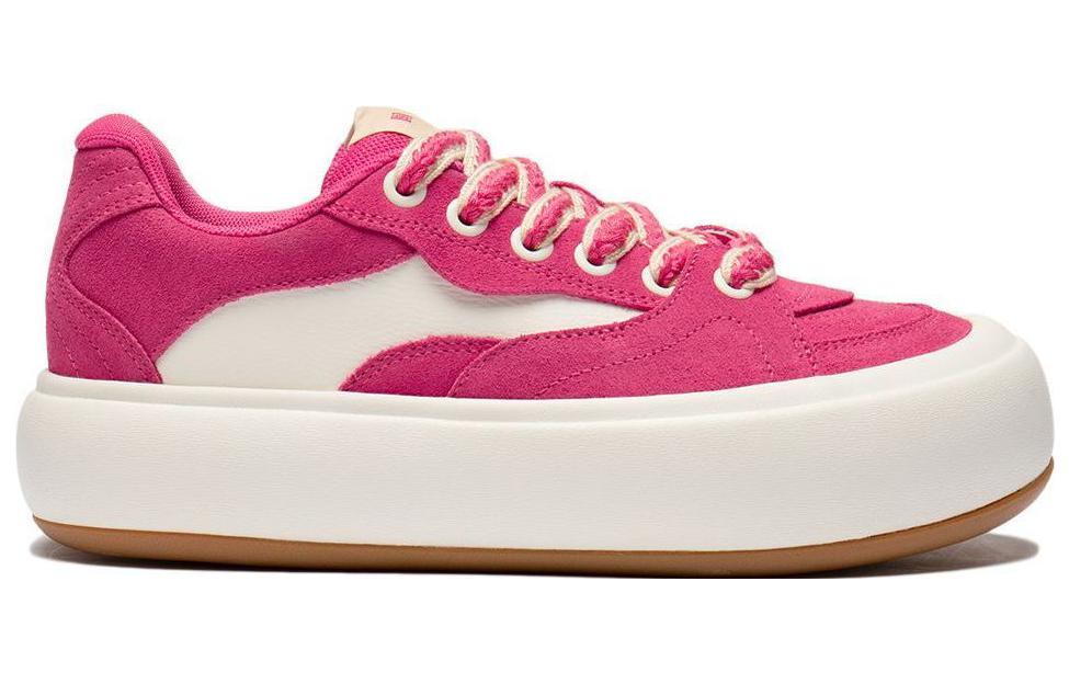 Order 台灣李寧 泡芙平台 全配休閒 輕鬆舒適 防滑耐磨 低筒 帆布鞋 女款 紅白