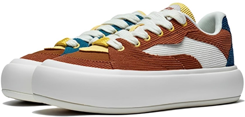 (Women) Li-Ning Puff Platform Skate Shoes 'Brown Blue' AZGT092-1 Lookbook (Women) Li-Ning Puff Platform Skate Shoes 'Brown Blue' AZGT092-1
