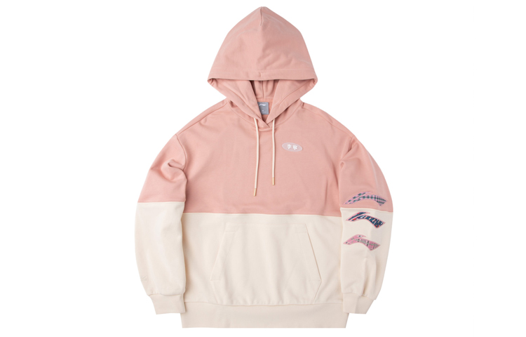 (Women) Li-Ning Sporty Fashion Loose Pullover Hoodie Misty Rose Pink AWDQ348-1
