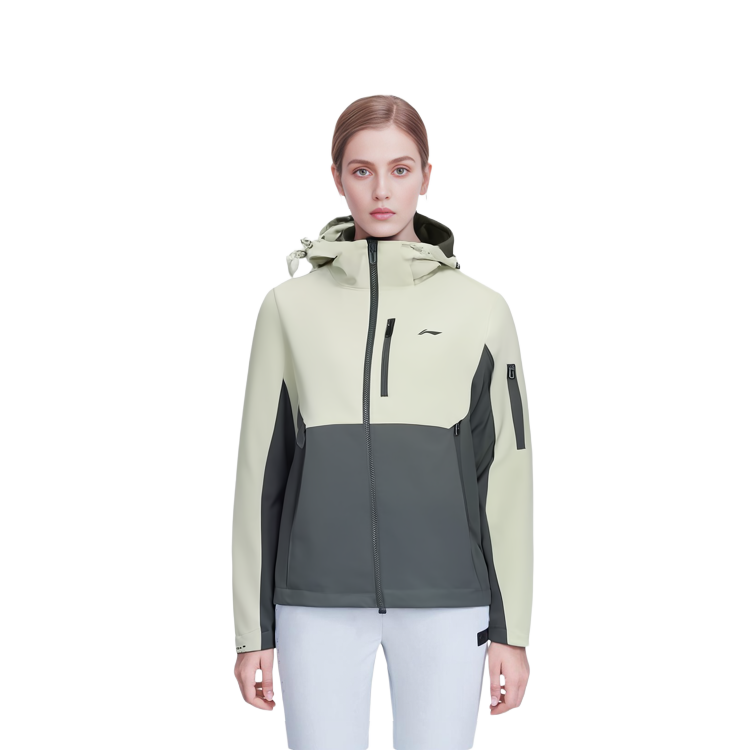 Sizing (Women) Li-Ning Tri-color Fitness Series Hooded 3-in-1 Jacket Light Tea Green AWBT014-1
