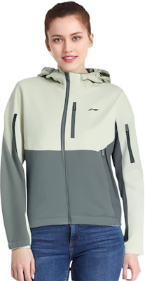 (Women) Li-Ning Tri-color Fitness Series Hooded 3-in-1 Jacket Light Tea Green AWBT014-1 1