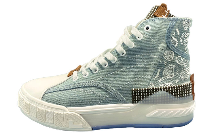 Buy 李寧 惟吾 腰果花 休閒 防滑耐磨減震 中幫 板鞋 女款 牛仔藍