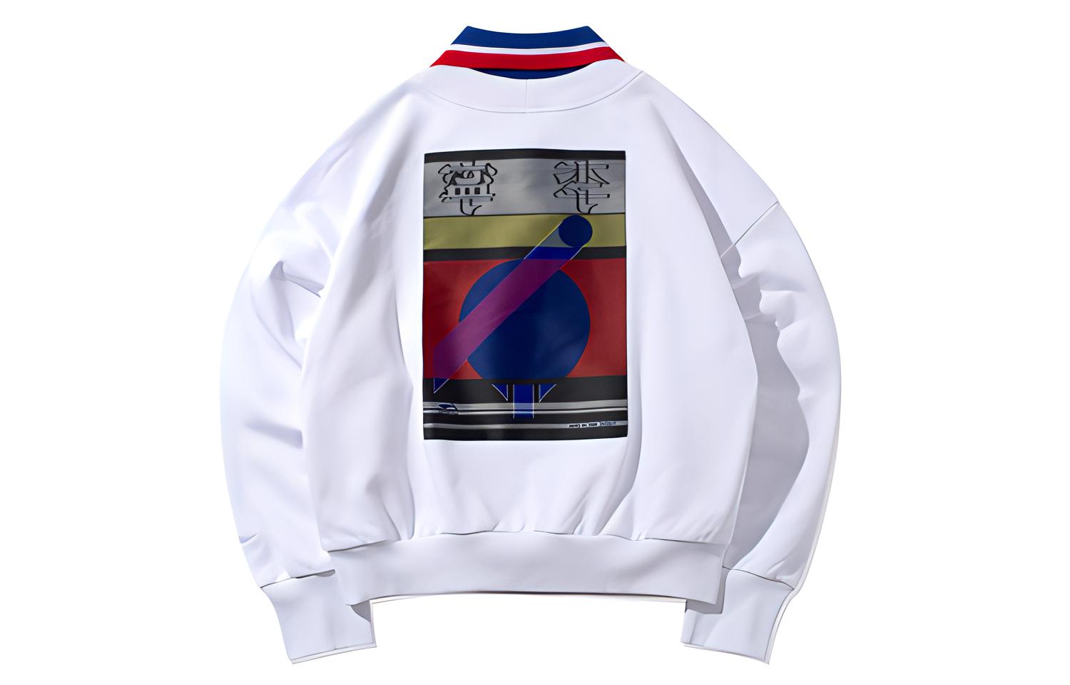 (Women) Li-Ning White Graphic Print Casual Long-Sleeve Sweatshirt AWDQ208-1