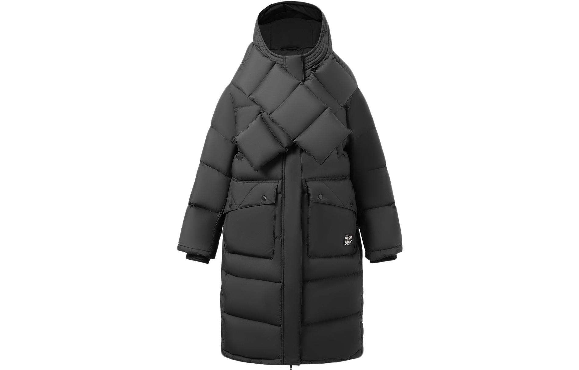(Women) Li-Ning Wu Series  Long Hooded Windproof Down Jacket Black Menswear AYMR092-3