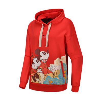 (Women) Li-Ning Disney Red Cherry Loose Fit Pullover Hoodie AWDQ146-2