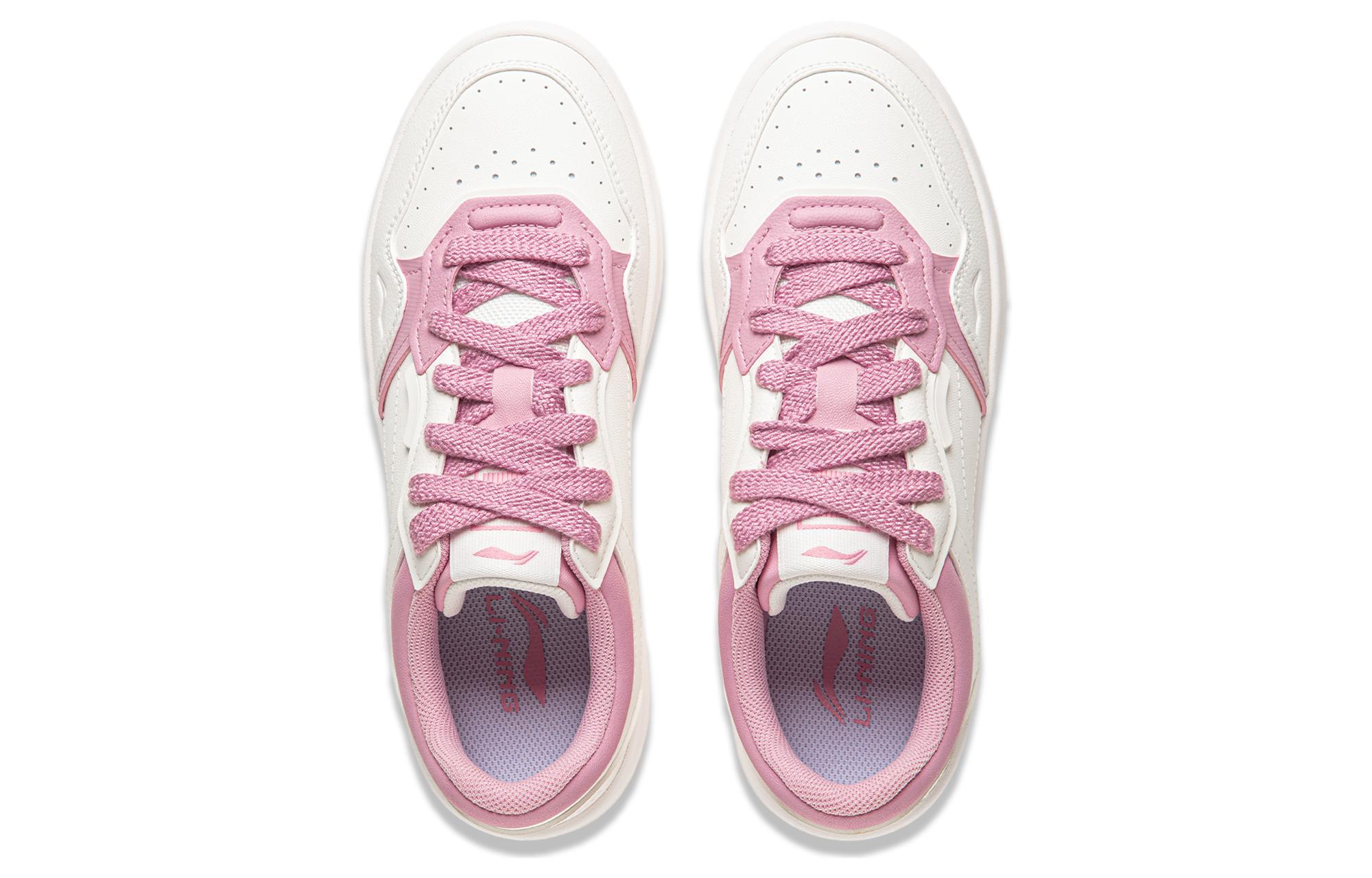 Shop LiNing李寧 行初2.0 V2 休閒百搭 防滑耐磨 低筒 板鞋 女款 白粉