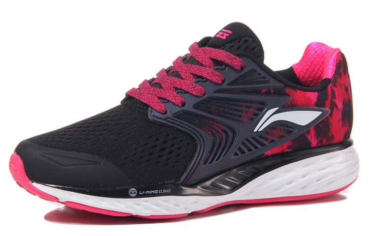 Lookbook (W) Li-Ning Yun 4 ''Gestapelde Schaduw Zwart Rood'' ARHM026-3