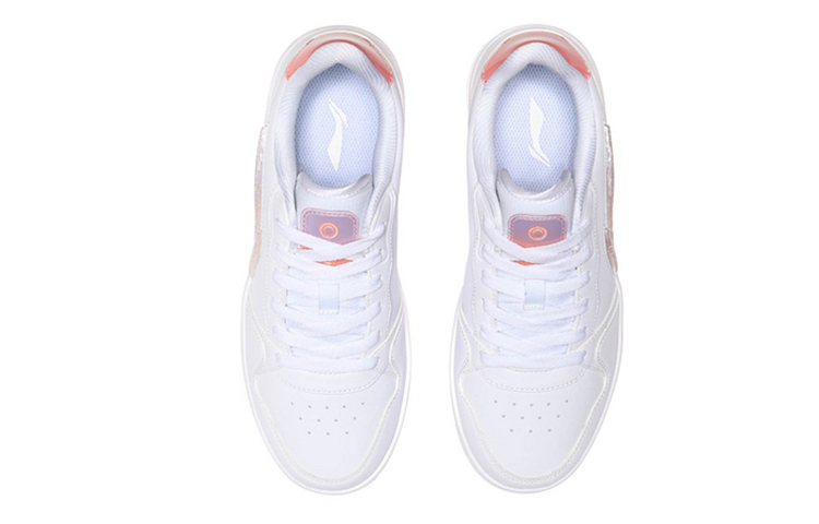 Shop LiNing李寧 經典 彩標 減震防滑耐磨 低幫 運動休閒鞋 女款 白紫