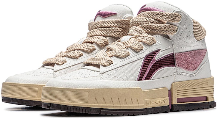 LiNing 李寧 里呈Hi 休閒百搭 防滑耐磨 中幫 板鞋 女款 白紅色 Order LiNing 李寧 里呈Hi 休閒百搭 防滑耐磨 中幫 板鞋 女款 白紅色