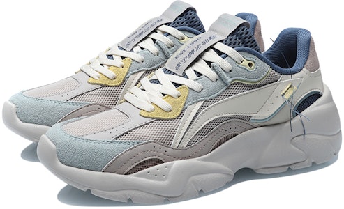 LiNing李寧 低幫 跑步鞋 女款 灰藍黃 經典休閒 Lookbook LiNing李寧 低幫 跑步鞋 女款 灰藍黃 經典休閒