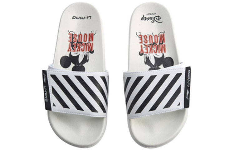(W) Li-Ning Sports Fashion Series Disney Mickey Crossover Lightweight Stylish White Black Slippers 圖 4