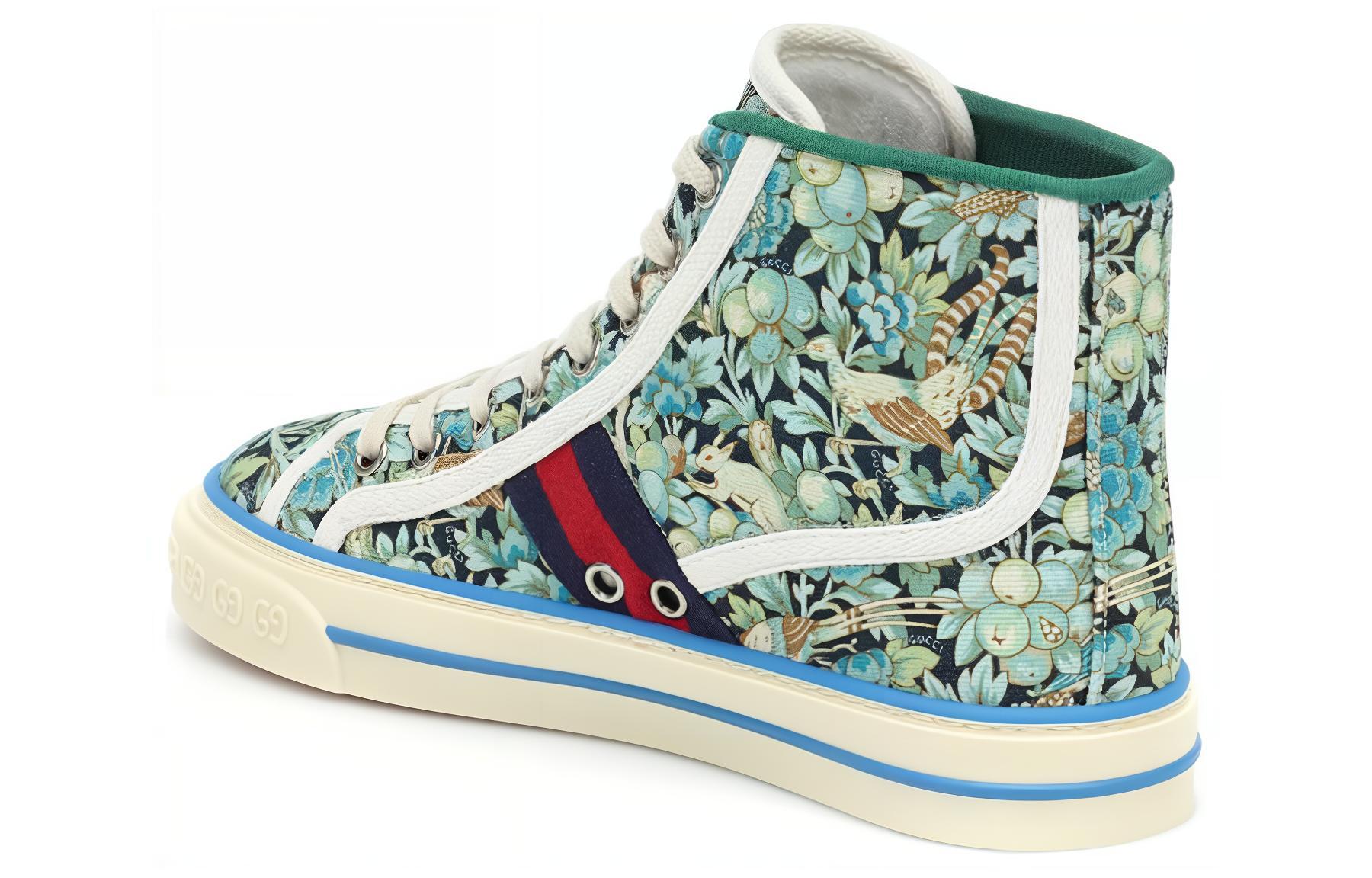 Lookbook (W) Liberty of London x Gucci Tennis 1977 High 'Bunga - Biru Hijau Muda' 627838-2H920-4861