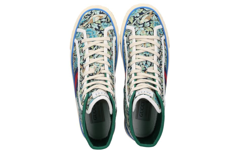 Shop (W) Liberty of London x Gucci Tennis 1977 High 'Bunga - Biru Hijau Muda' 627838-2H920-4861