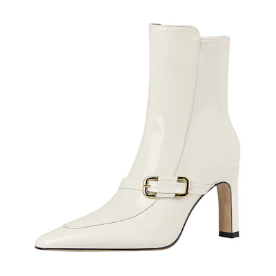 (W) Lily Wei Ankle Boot 'White Metallic Side Zip'