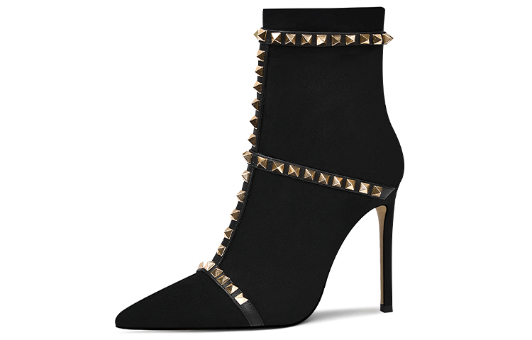 (Women) Lily Wei Ankle Boots 'Obsidian Studded Black' X-037-a