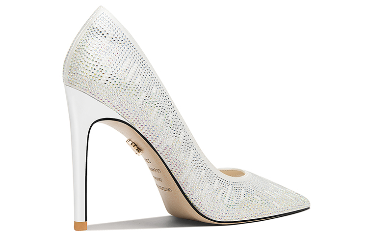 Order Lily Wei 织物 法式水钻側空婚鞋尖头 細跟 高跟鞋 女款 白色