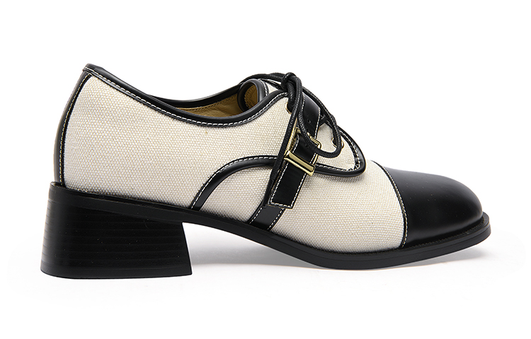 Order Lily Wei 秋野 頭層牛皮 時尚繫帶 女性休閒單鞋 4cm 女款 米色