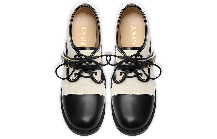 Lookbook Lily Wei 秋野 頭層牛皮 時尚繫帶 女性休閒單鞋 4cm 女款 米色